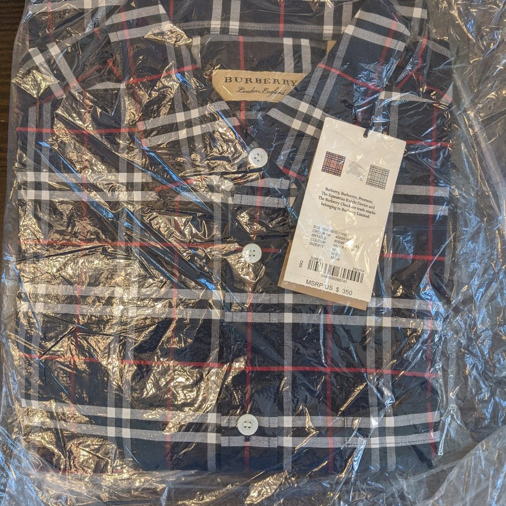 Burberry Navy Checkered Shirt